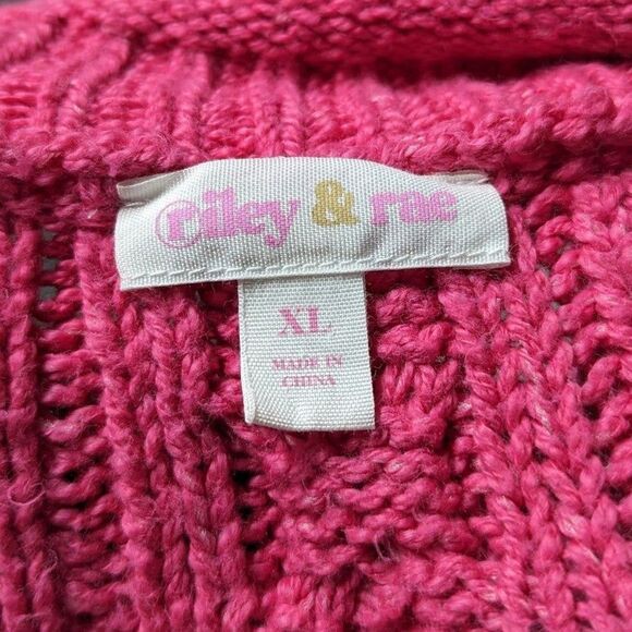 Riley & Rae Size XL Crew Neck Pink Cable-Knit‎ Heavy Sweater - Picture 5 of 6